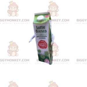 Disfraz de mascota de ladrillo de leche verde y blanco