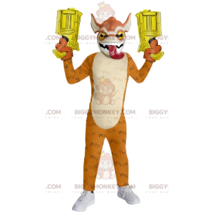 Orange Dragon BIGGYMONKEY™ Mascot Costume, with Guns -