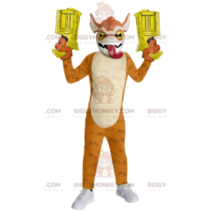 Orange Dragon BIGGYMONKEY™ Mascot Costume, with Guns –