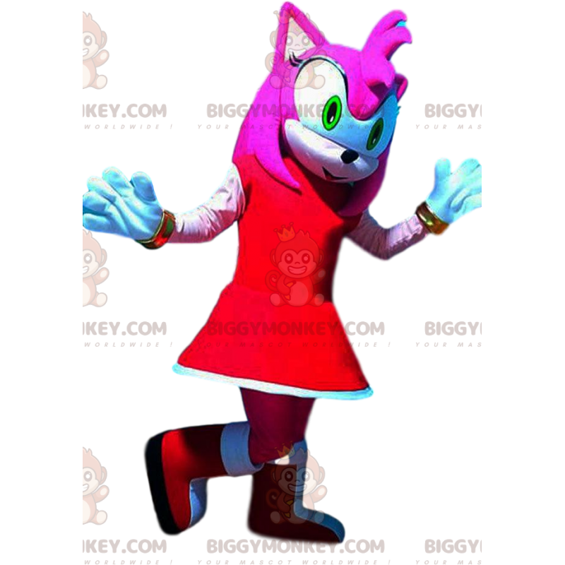 BIGGYMONKEY™ Maskottchenkostüm Amy Rose, Braut von Sonic, Segas