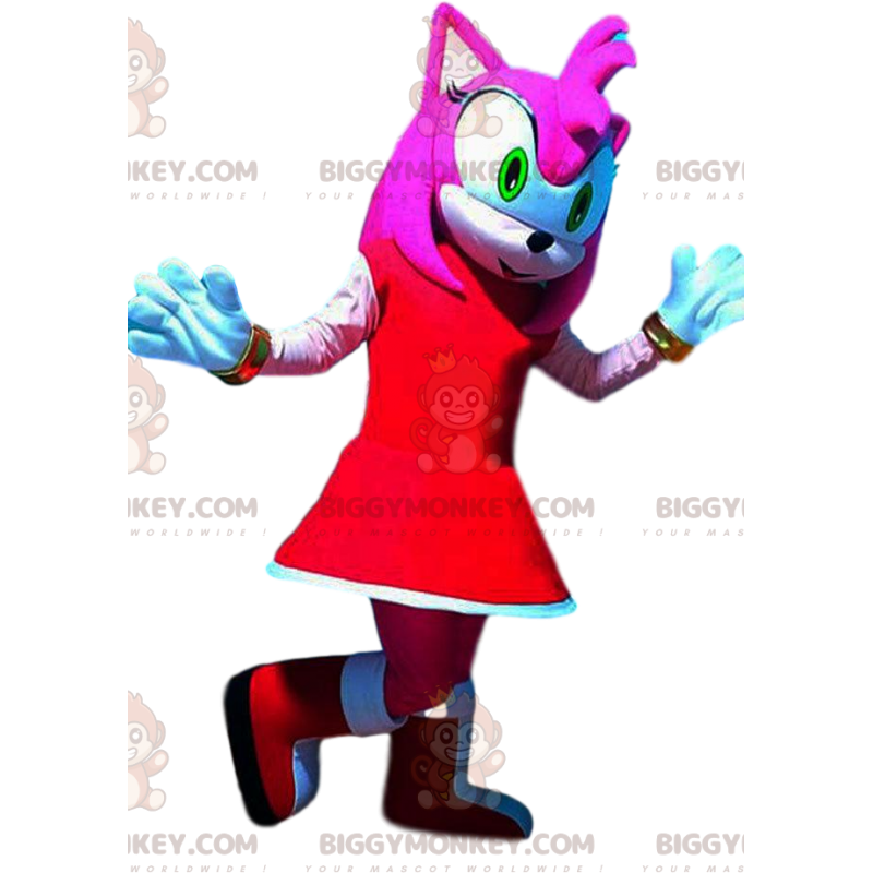 Στολή μασκότ BIGGYMONKEY™ Amy Rose, Bride of Sonic, Sega's Hedgehog - Μασκότ διάσημων χαρακτήρων - BiggyMonkey.com