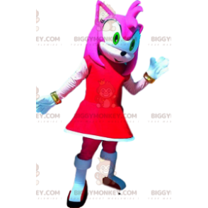 BIGGYMONKEY™ Maskottchenkostüm Amy Rose, Braut von Sonic, Segas