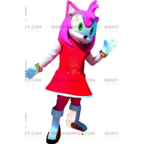 Στολή μασκότ BIGGYMONKEY™ Amy Rose, Bride of Sonic, Sega's Hedgehog - Μασκότ διάσημων χαρακτήρων - BiggyMonkey.com