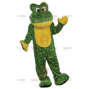 BIGGYMONKEY™ Yellow Polka Dots Green Frog Mascot Costume –