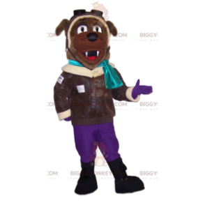 Fantasia de mascote BIGGYMONKEY™ cão marrom com roupa de