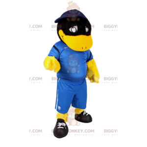 Kostým maskota BIGGYMONKEY™ Černá kachna ve fotbalovém oblečení