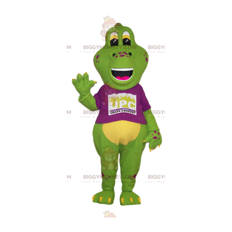 Big Green Lizard BIGGYMONKEY™ Mascot Costume with Fuchsia