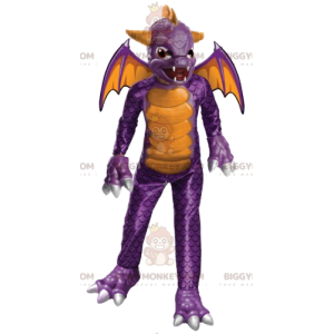 Traje de mascote BIGGYMONKEY™ de diabo roxo e amarelo muito