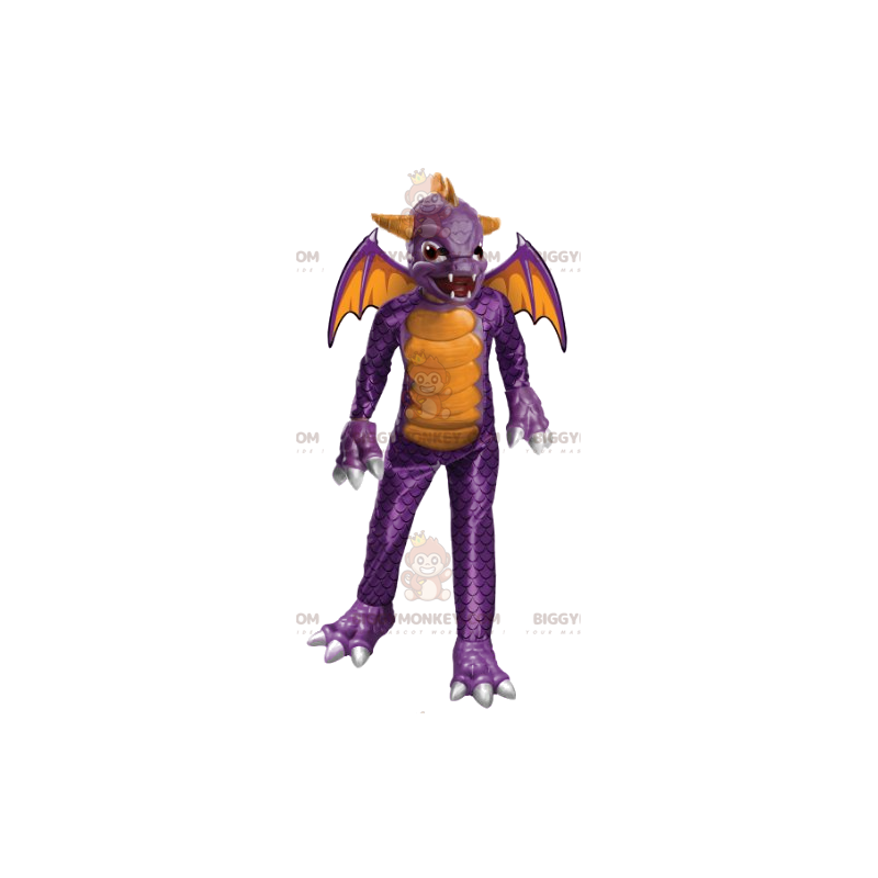 Very Menacing Purple and Yellow Devil BIGGYMONKEY™ Mascot