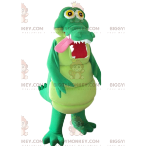 Disfraz de mascota BIGGYMONKEY™ de cocodrilo verde muy