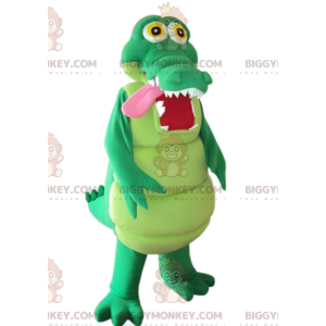 Sehr lustiges grünes Krokodil BIGGYMONKEY™ Maskottchenkostüm -