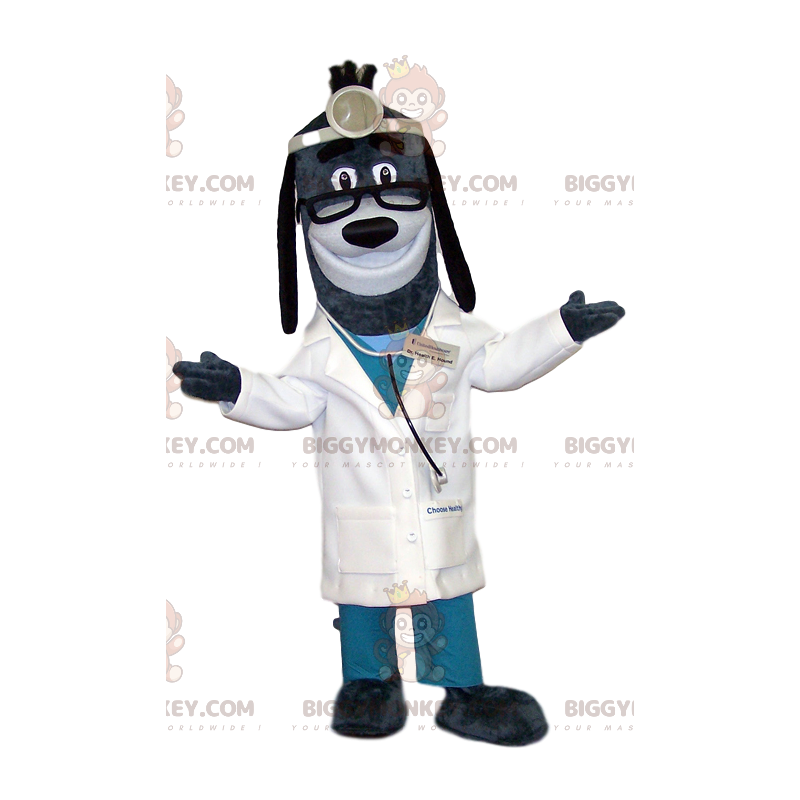 Disfraz de mascota BIGGYMONKEY™ Perro gris con traje de médico