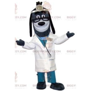 Fantasia de mascote BIGGYMONKEY™ cão cinza com roupa de médico