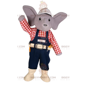 Στολή μασκότ BIGGYMONKEY™ Little Grey Mouse με στολή Handyman -