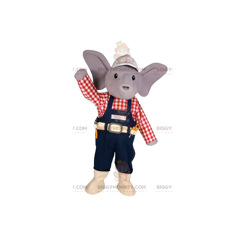 BIGGYMONKEY™ Little Gray Mouse Mascot Costume In Handyman BIGGYMONKEY™ Little Gray Mouse Mascot Costume In Handyman