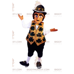 Costume de mascotte BIGGYMONKEY™ de lutin avec sa tenue dorée