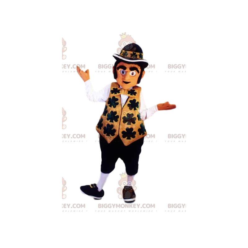 Costume de mascotte BIGGYMONKEY™ de lutin avec sa tenue dorée
