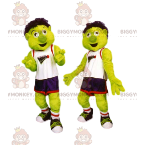BIGGYMONKEY™ Κίτρινη στολή μασκότ χιονάνθρωπου με αθλητικά