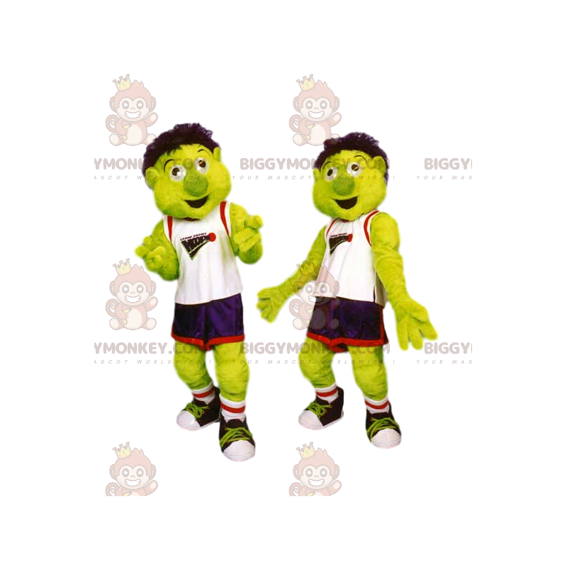 BIGGYMONKEY™ Neongul snemandsmaskotkostume med sportstøj - BIGGYMONKEY™ Neongul snemandsmaskotkostume med sportstøj -