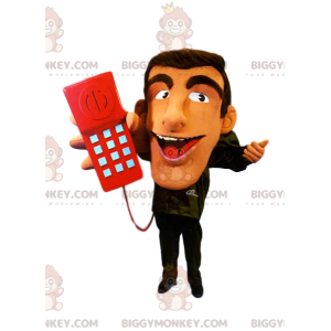 Rep BIGGYMONKEY™ Mascot Costume with Red Phone - Biggymonkey.com
