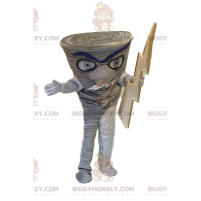 Costume de mascotte BIGGYMONKEY™ de tronc d'arbre gris avec un