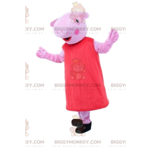 Odd Pink Creature BIGGYMONKEY™ Mascot Costume With Red Dress –