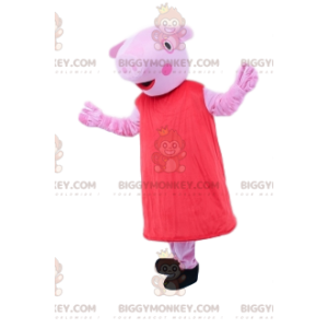 Odd Pink Creature BIGGYMONKEY™ maskotkostume med rød kjole -