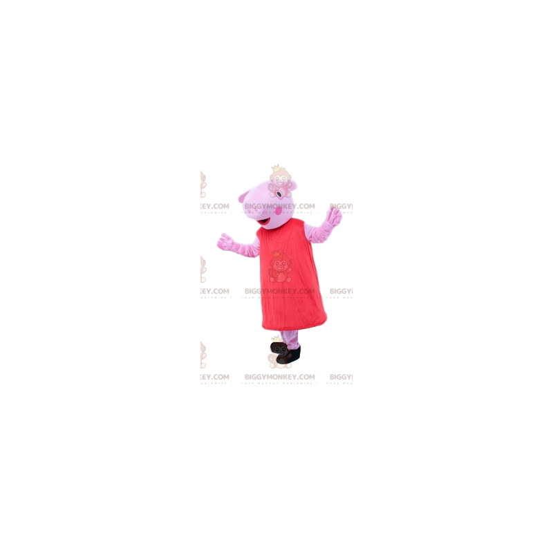 Odd Pink Creature BIGGYMONKEY™ Mascot Costume With Red Dress –
