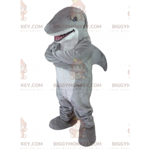 Costume de mascotte BIGGYMONKEY™ de requin gris et blanc -