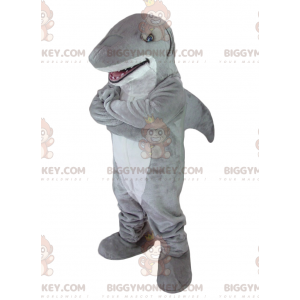 Kostým maskota šedého a bílého žraloka BIGGYMONKEY™ –