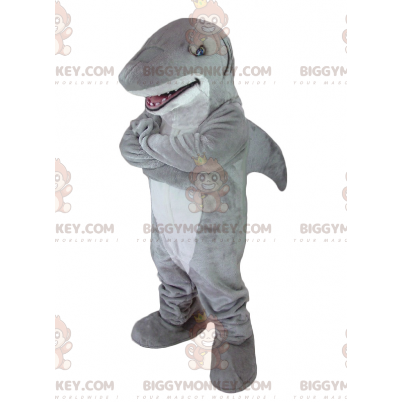 Costume da mascotte BIGGYMONKEY™ squalo grigio e bianco - Costume da mascotte BIGGYMONKEY™ squalo grigio e bianco -