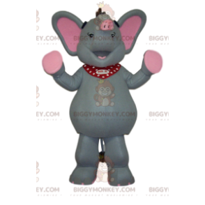 Bardzo wesoły kostium maskotki szaro-różowego słonia BIGGYMONKEY™ - Maskotki słonia - BIGGYMONKEY_011945 - BiggyMonkey.com