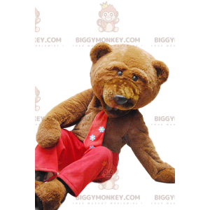 Costume de mascotte BIGGYMONKEY™ d'ours brun coquet avec un