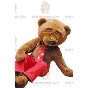 Flirty Brown Bear BIGGYMONKEY™ Maskottchenkostüm mit roter