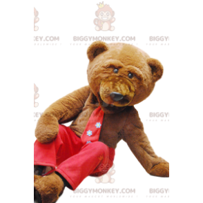 Flirterige bruine beer BIGGYMONKEY™ mascottekostuum met rode