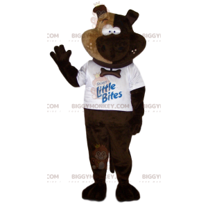 Brown dog BIGGYMONKEY™ mascot costume with white t-shirt -