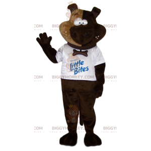 Brun hund BIGGYMONKEY™ maskotdräkt med vit t-shirt -