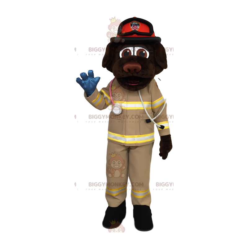 BIGGYMONKEY™ Mascot Costume Brown Labrador Rescuer Outfit -