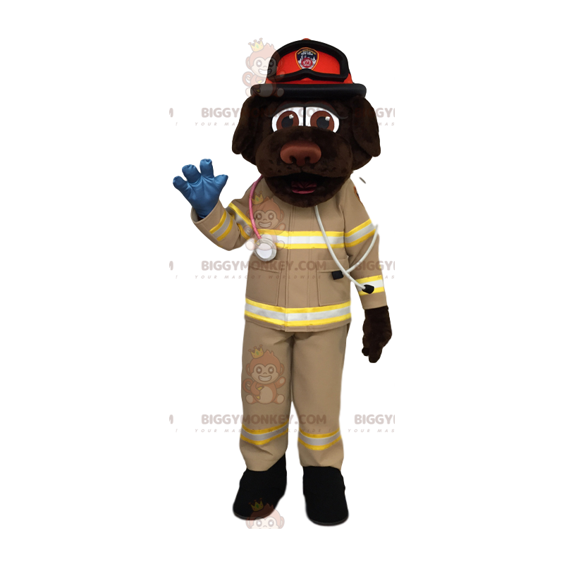 Costume de mascotte BIGGYMONKEY™ de labrador marron en tenue de