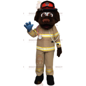 BIGGYMONKEY™ Mascot Costume Brown Labrador Rescuer Outfit -