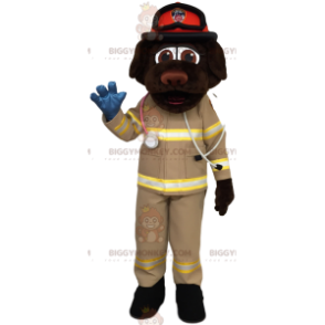 Costume de mascotte BIGGYMONKEY™ de labrador marron en tenue de