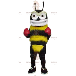 Kostým maskota BIGGYMONKEY™ Žlutý a černý čmelák s boxerskými