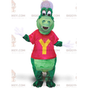 Grünes Krokodil BIGGYMONKEY™ Maskottchenkostüm mit Mütze und
