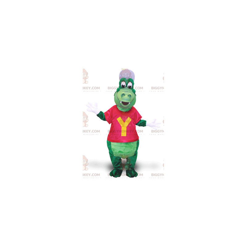 Costume de mascotte BIGGYMONKEY™ de crocodile vert avec une Costume de mascotte BIGGYMONKEY™ de crocodile vert avec une