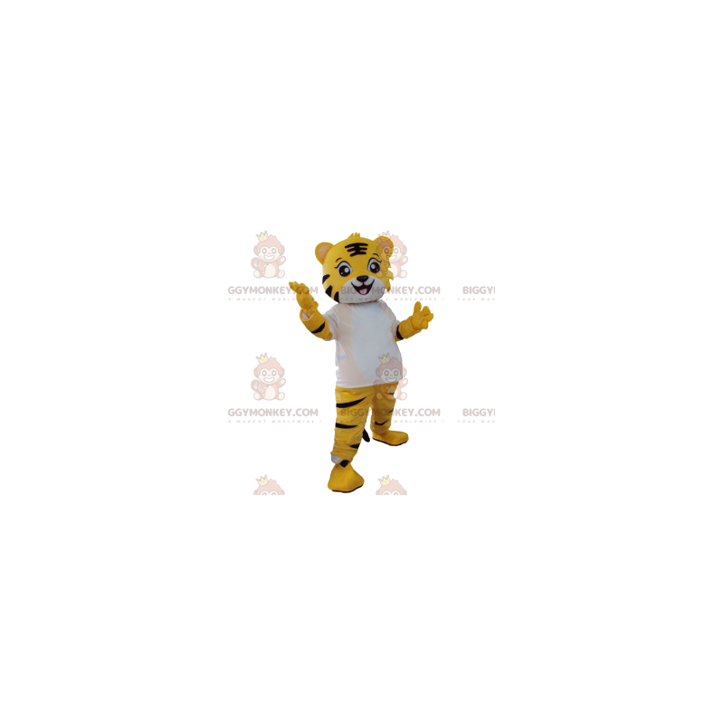 Tigerunge BIGGYMONKEY™ maskotkostume med hvid t-shirt - Tigerunge BIGGYMONKEY™ maskotkostume med hvid t-shirt -