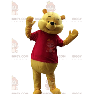 Kostým veselého medvídka Pú s maskotem BIGGYMONKEY™ s červeným