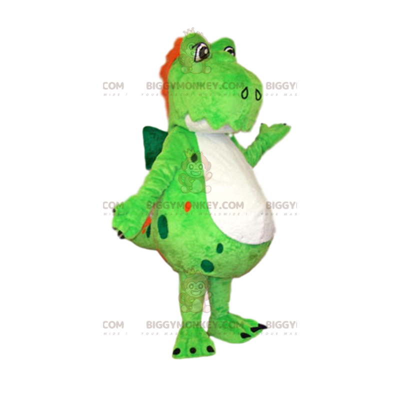 Costume de mascotte BIGGYMONKEY™ de dinosaure vert fluo avec sa