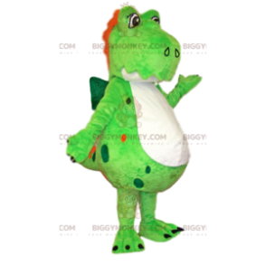 BIGGYMONKEY™ Mascottekostuum Neongroene dinosaurus met rood