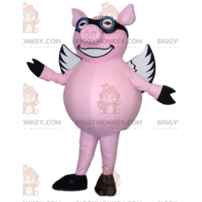 BIGGYMONKEY™ Flying Pink Pig Mascot Costume With Glasses –