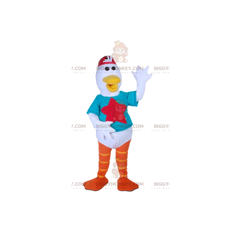 Costume de mascotte BIGGYMONKEY™ de canard blanc avec un Costume de mascotte BIGGYMONKEY™ de canard blanc avec un